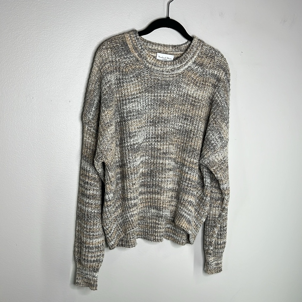 Michael Stars Boxy Crop Michelle Alta Shaker Stitch Cotton Blend Sweater size L - Picture 3 of 12